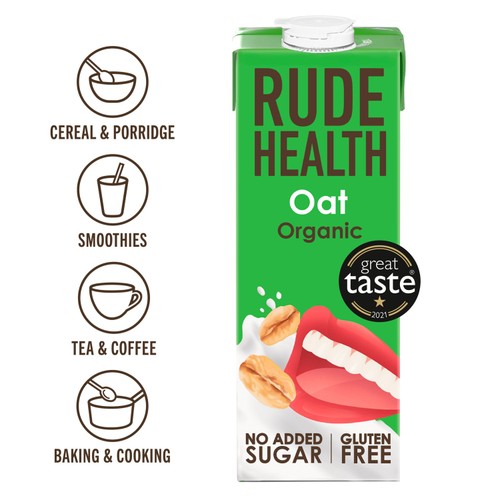 Rude Health Organic Unsweetened Oat Drink 1L