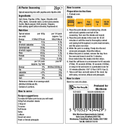Morrisons Al Pastor Seasoning 28g