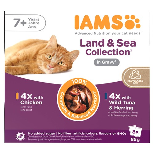 Iams Delights Senior 7+ Cat Land & Sea Collection Pouches In Jelly