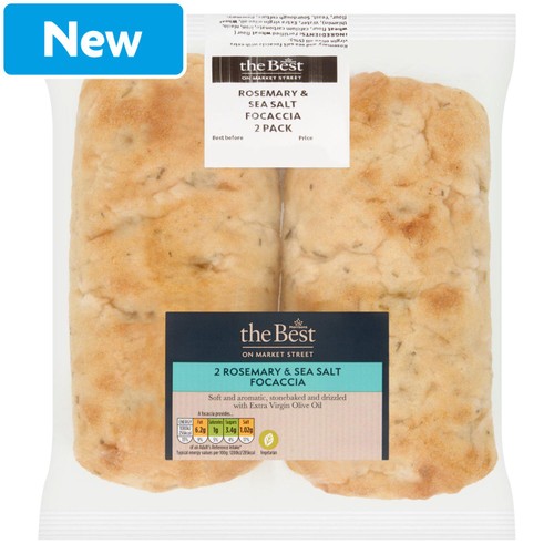 Morrisons The Best Focaccia Rosemary & Sea Salt 2 Pack