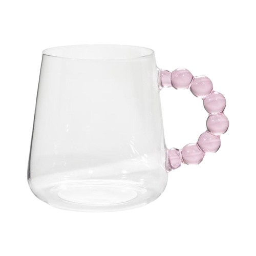 Nutmeg pink beaded handle glass mug
