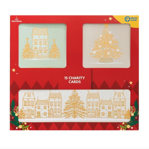 Morrisons Trio Gold Houses And Tree Cards 15 Pack