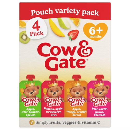 Cow & Gate Multiflavour Baby Food Pouch Multipack Snack 6m
