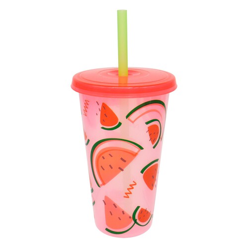 Nutmeg Sorrento Colour Changing Tumbler With Straw - Watermelon