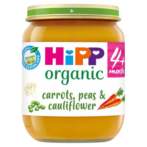 HiPP Organic Carrots Cauliflower & Peas Baby Food Jar 4+ Months