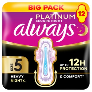 Always Platinum Sanitary Pads Secure Night Extra Size 5