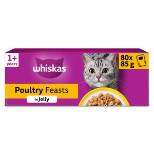 Whiskas 1+ Adult Wet Cat Food Poultry In Jelly 80x85g