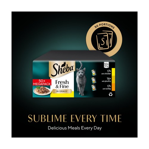 Sheba Fresh & Fine Cat Pouches Poultry In Gravy 50 X 50G