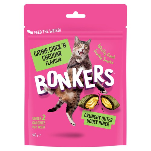 Bonkers Cat Treats Dry Catnip Chick N Cheddar Flavor 