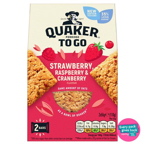 Quaker Porridge to Go Mixed Berries Breakfast Bars