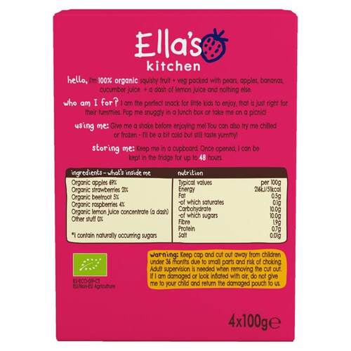 Ella's Kitchen Pear and Cucumber Kids Snack Multipack Pouch 3+ Years