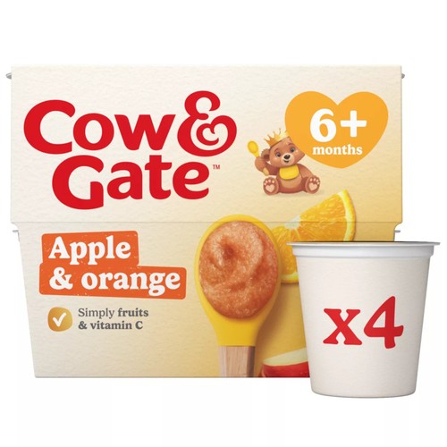 Cow & Gate Apple Orange & Acerola Baby Food Fruit Pot 6+ Months 4x100g