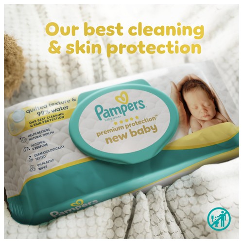 Pampers New Baby Wipes 4x60pk