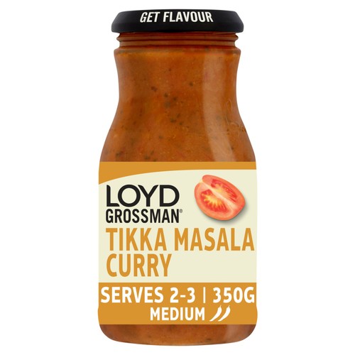 Loyd Grossman Indian Tikka Masala Curry Medium Spice Cooking Sauce 350g