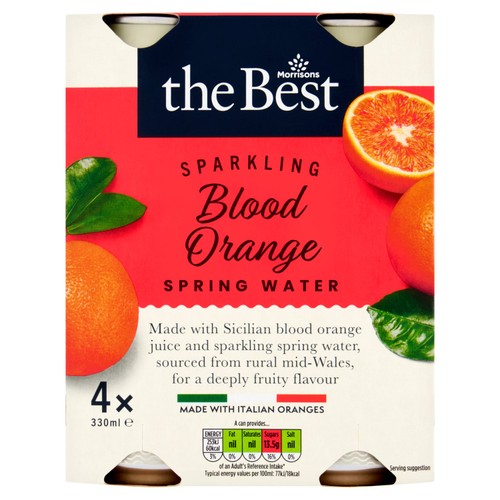 Morrisons The Best Sparkling Blood Orange Spring Water 4x330ml
