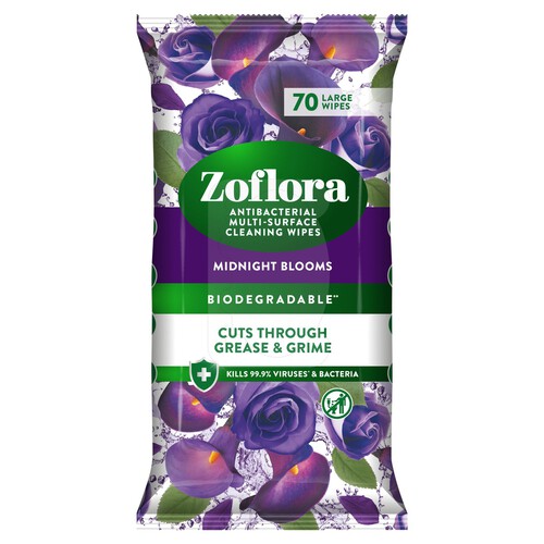 Zoflora Antibacterial Large Cleaning Wipes Midnight Blooms 70pk