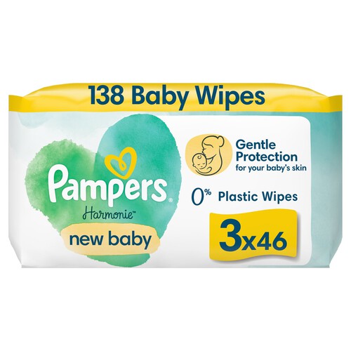 Pampers Harmonie New Born Plastic Free Wipes  138 Wipes