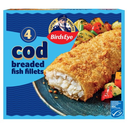 Birds Eye 2 Breaded Cod Fish Fillets 400g