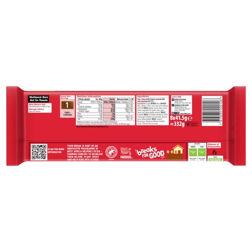 KitKat 4 Finger Milk Chocolate Bar Multipack 8x41.5g