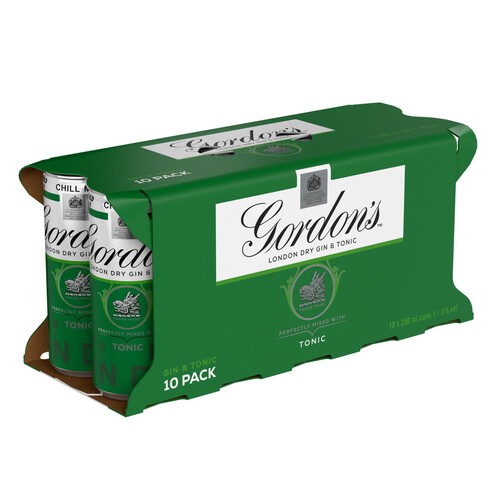 Gordon's London Dry Gin and Tonic 5% vol 10 x Ready to Drink Multipack