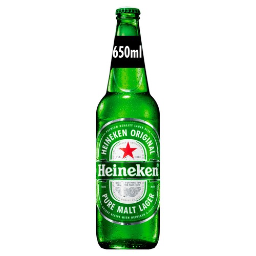 Heineken Original Premium Lager Beer 5% ABV Large Bottle 650ml