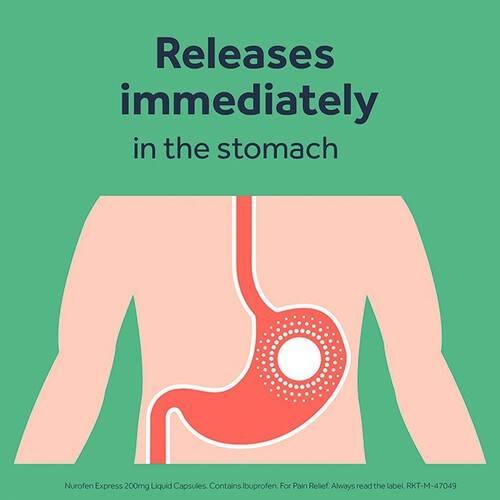 Nurofen Express Pain Relief 200mg Liquid Capsules Ibuprofen