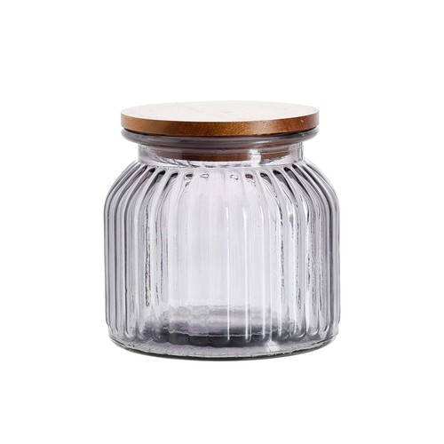 Kitchen & Co Ribbed Smoked Small Glass Jar