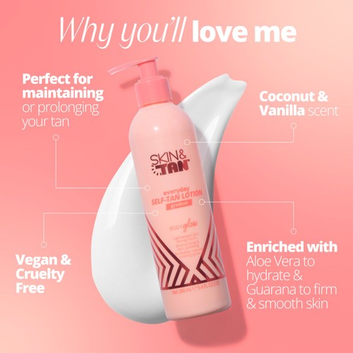 Skin & Tan Body Glow Medium Gradual Everyday Self-Tan Lotion 280Ml