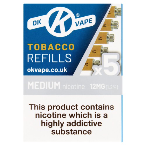 Ok Vape Tobacco Medium E-Cigarette Refills 12mg 