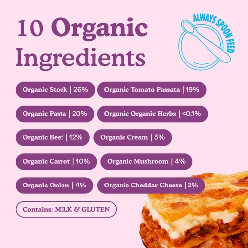Little Freddie Organic Beef Lasagne with Cheese Baby Food Pouch 7+ Months