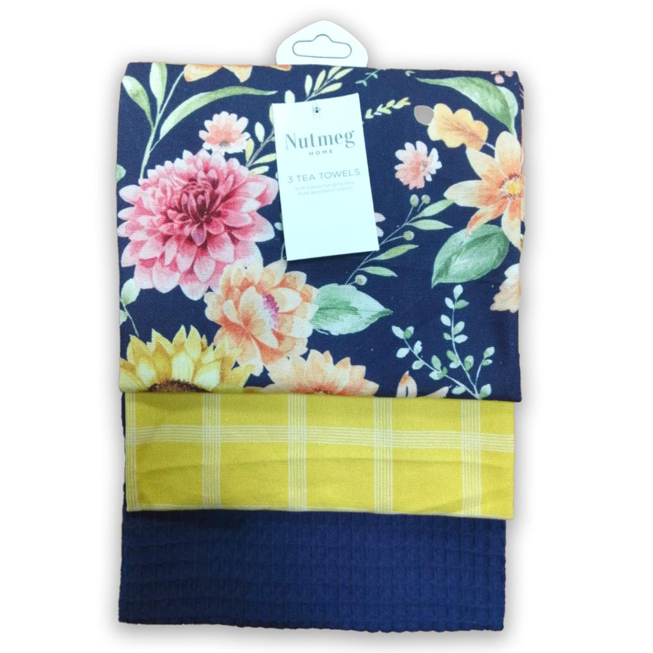 Nutmeg Home Navy Sunflower Tea Towel