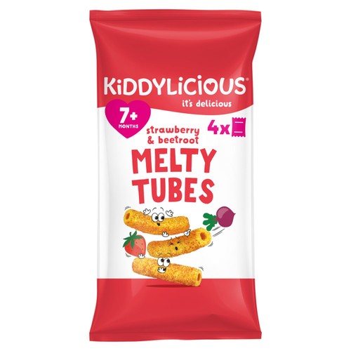 Kiddylicious Strawberry & Beetroot Melty Tubes 7+ Months 4x10g