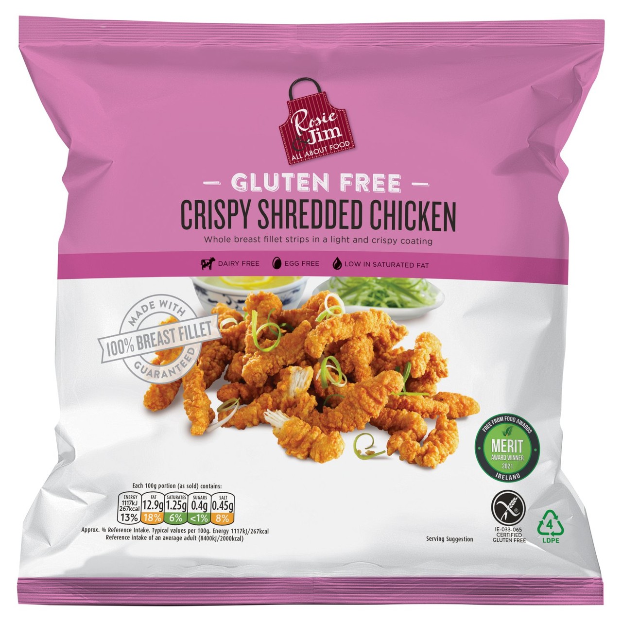 Rosie & Jim Gluten Free Crispy Shredded Chicken 380g