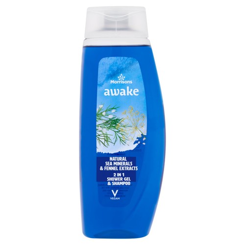 Morrisons awake natural sea minerals fennel 2 in 1 shower gel shampoo
