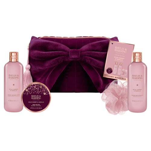 Baylis & Harding Wild Cherry & Vanilla Luxury Bow Wash Bag Gift Set