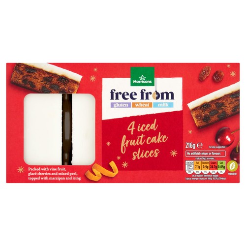 Morrisons Free From 4 Iced Fruit Cake Slices 216g