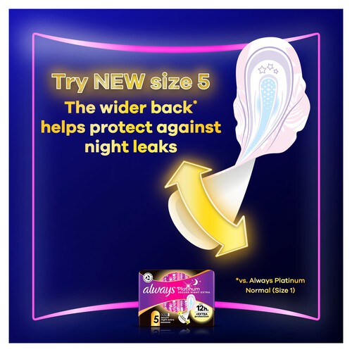 Always Platinum Night (Size 3) Sanitary Towels Wings 8 pads