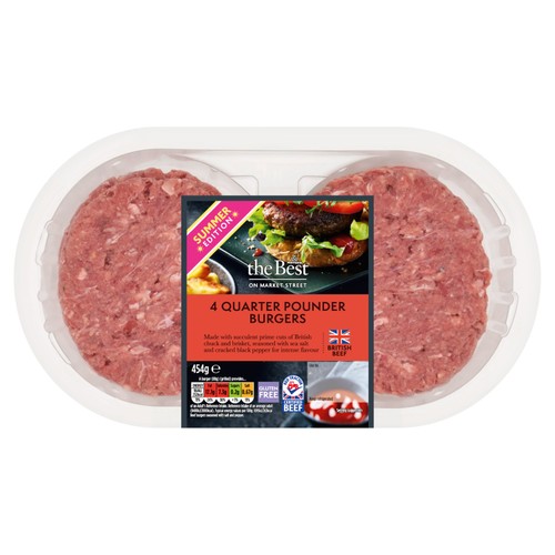 Morrisons the best 4 beef quarter pounder burgers