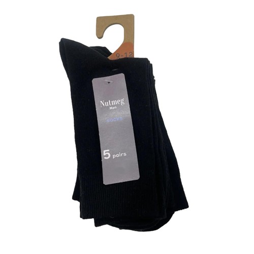 Nutmeg 9-12 Mens Black Socks 