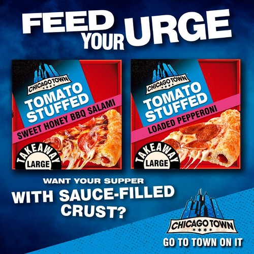 Chicago Town Takeaway Stuffed Crust BBQ Pepperoni Salami Large Pizza 635g