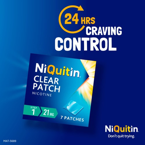 NiQuitin Clear Patch -Step 1 21mg, 7 Nicotine Patches - Stop Smoking Aid