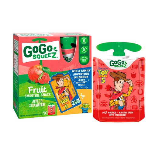 GoGo squeeZ Fruit Smoothie Snack Apple and Strawberry 4x90g