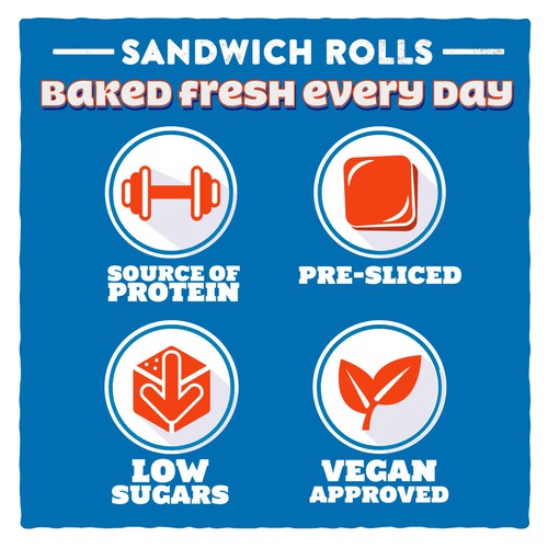 Warburtons  Sliced Sandwich Rolls