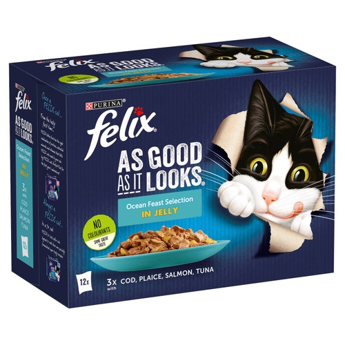 FELIX As Good As it Looks Ocean Feasts in Jelly Wet Cat Food 12x85g