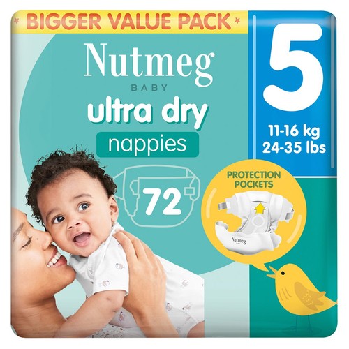 Nutmeg ultra dry nappies size 5