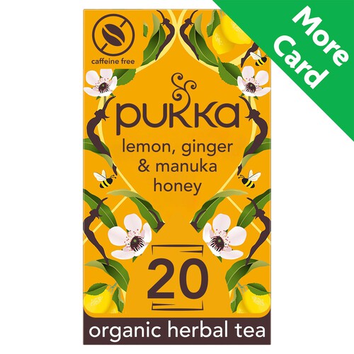 Pukka Lemon Ginger & Manuka Honey Organic Fair Herbal Tea Bags 20 Sachets