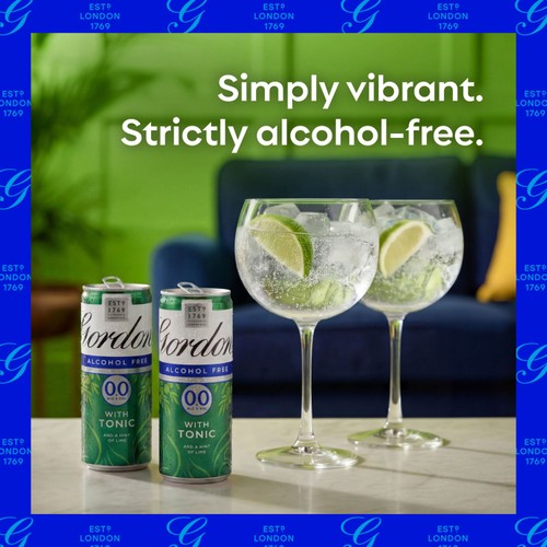 Gordon's Alcohol Free & Tonic With Lime 5% vol 4 x Ready to Drink Can