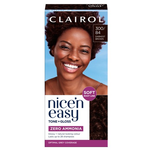 Clairol Nice'N Easy Tone+Gloss Semi Permanent Hair Dye 300/84 Darkest Brown