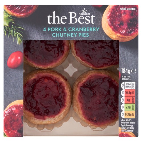 Morrisons The Best 4 Mini Cranberry Topped Pork Pies