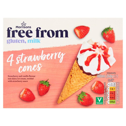 Morrisons Free From Strawberry Ice Cream Cones 